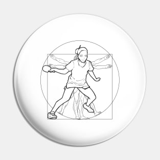 Ping Pong Table Tennis Vintage Vitruvian Man Woman Retro Pin