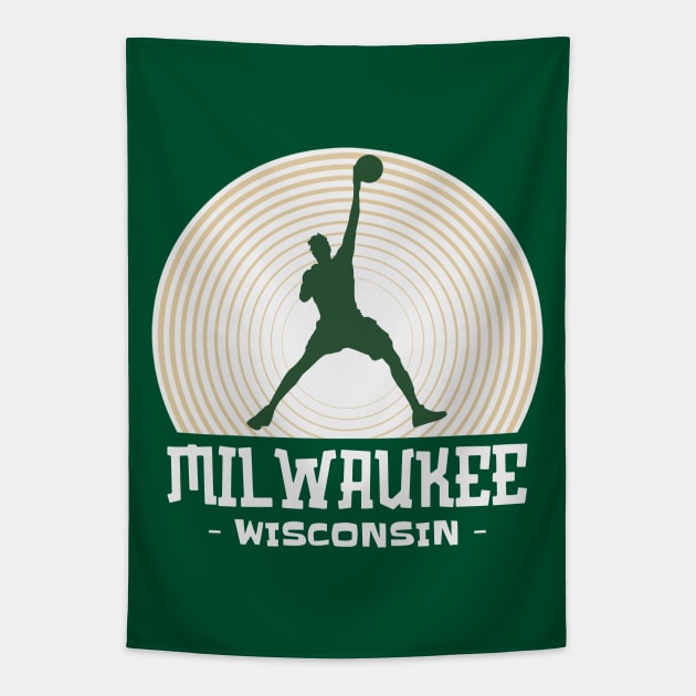 Milwaukee Wisconsin Basketball Tapestry by Etopix