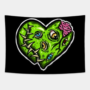 Zombie Heart Tooth Brain Green Valentines Day Tapestry