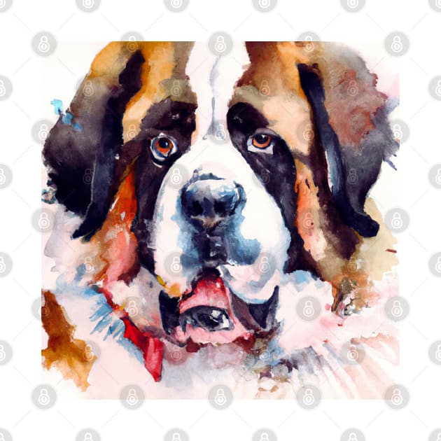 Saint Bernhardog Watercolor Painting - Dog Lover Gifts by Edd Paint Something