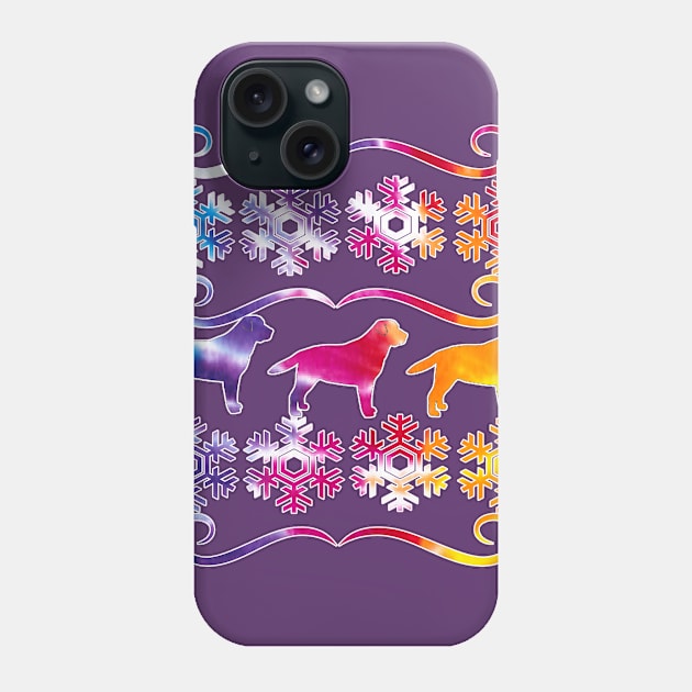 Rainbow Labrador Ugly Christmas Sweater Design Phone Case by artbyomega