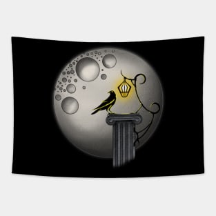 Crow and Moon - Yellow Tapestry