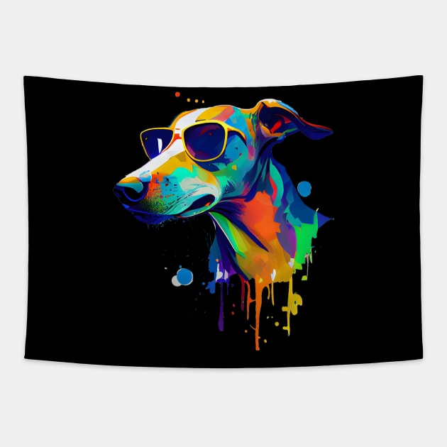 Colourful Cool Greyhound Dog with Sunglasses Tapestry by MLArtifex