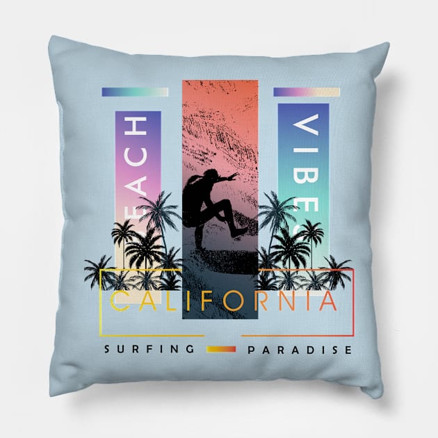 California surf beach Pillow by SSSD