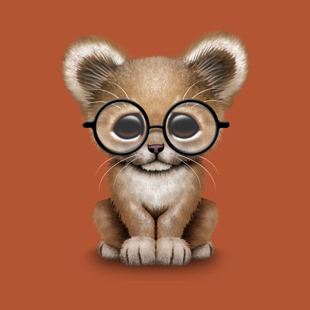 Cute Baby Lion Cub Wearing Glasses by jeffbartels