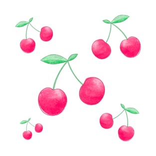 Cherry illustration sticker, summer fruit T-Shirt