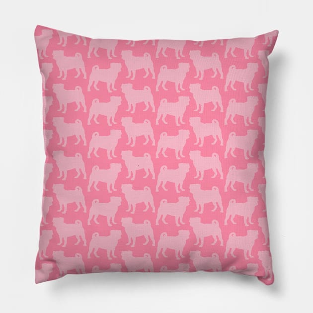 Pink Pug Pattern Pillow by XOOXOO