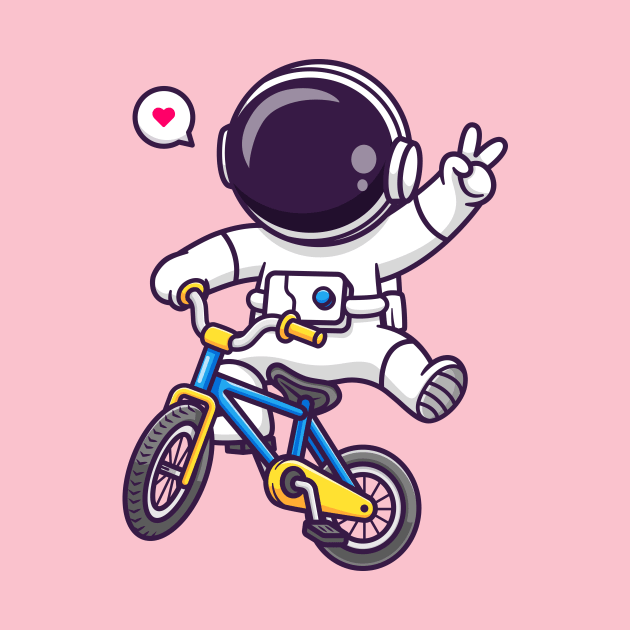 Cute Astronaut Riding Bicycle Cartoon by Catalyst Labs