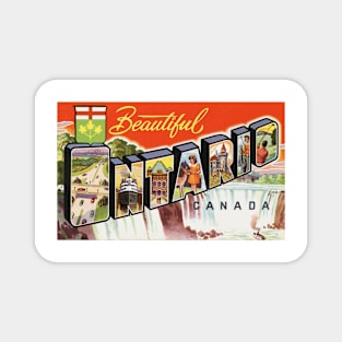 Greetings from Ontario, Canada - Vintage Large Letter Postcard Magnet