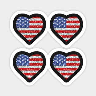 Hearts American Flag Glitter Sticker Magnet