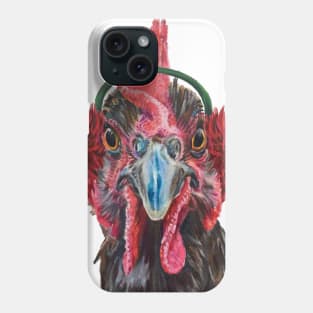 Grey, holiday chicken with earmuffs Phone Case