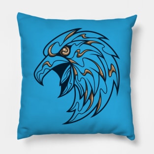 blue and bronze smart eagle, line Pillow