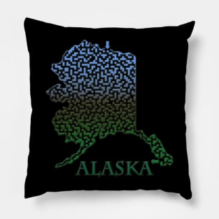 Alaska State Outline Mountain Themed Maze & Labyrinth Pillow