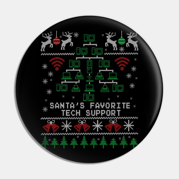Santa's Favorite Tech Support Christmas for IT Professionals Pin by NerdShizzle
