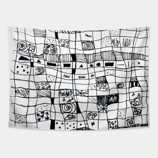 Grid design scribble style Tapestry