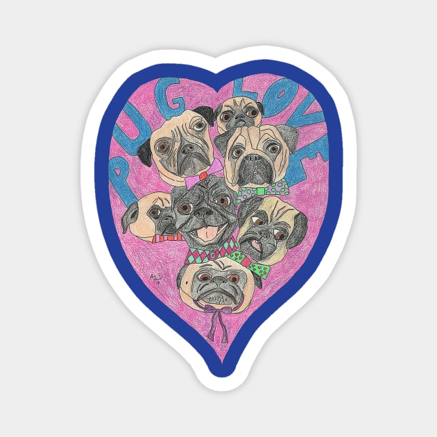 Pug Love Magnet by Doodle Dandies