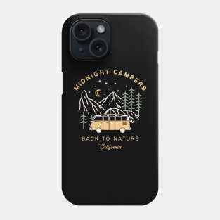 Black Brown Adventure Camping Illustration T-Shirt Phone Case