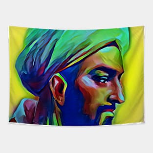 Ibn Khaldun Colourful Portrait | Ibn Khaldun Artwork 5 Tapestry