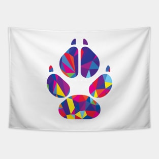 Rainbow Colorful Dog Paw Print Tapestry