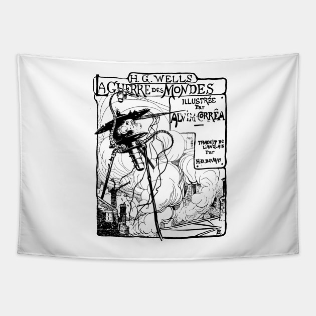 War of the Worlds 1906 Print Ad Illustration (Light Garment) Tapestry by innerspaceboy