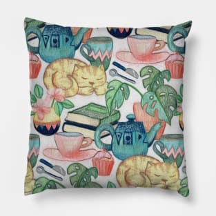 Lazy Afternoon - a chalk pastel illustration pattern Pillow