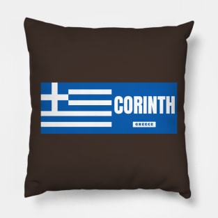 Corinth City with Greek Flag Pillow