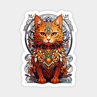 Orange kitten retro vintage boho design Magnet