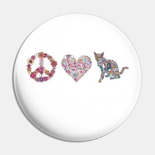 Peace, Love, Kitty Cat Pin