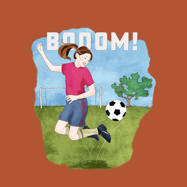 Booom! Girl playing soccer by SW10 - Soccer Art