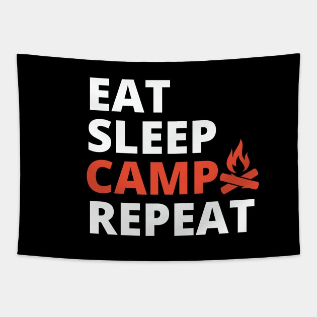 Eat Sleep Camp Repeat Tapestry by mksjr