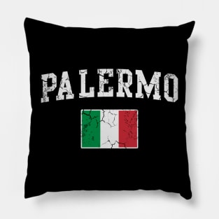 Palermo Italy Flag Italia Italian Vintage Fade Pillow