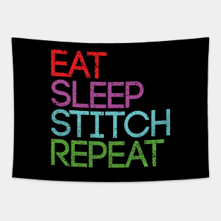 EAT SLEEP STITCH REPEAT artist slogan design Tapestry