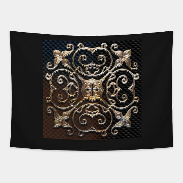 Cross Emblem Design Scroll Pattern Graphic Tapestry by tamdevo1