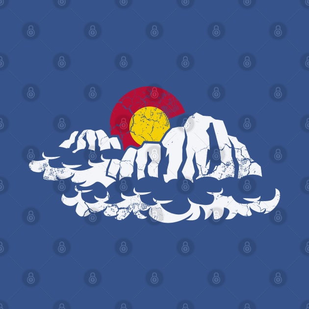 Colorado Flag Mountains In The Clouds by E