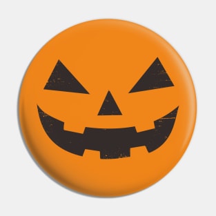 Jack-o'-Lantern Pumpkin Face Halloween Distressed Pin