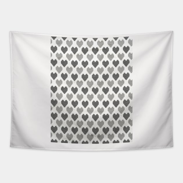 Black and White Neck Gator Black and White Hearts Pattern Tapestry by DANPUBLIC