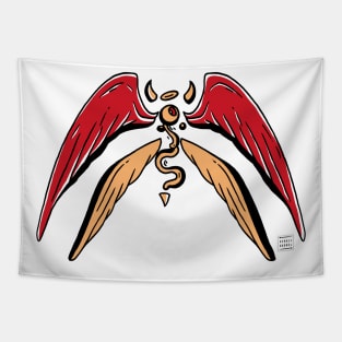 Red and Cream Angel Eye Tapestry