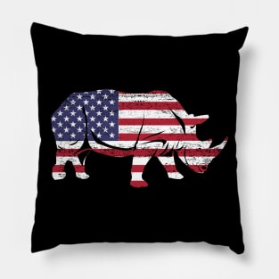 American Flag Rhino USA Conservation TShirt Pillow