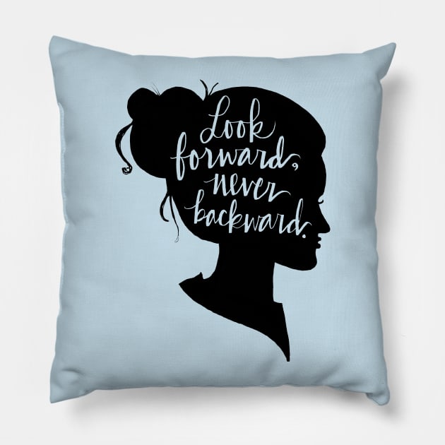 Look Forward, Never Backward: Artsy Girl Silhouette Pillow by Tessa McSorley