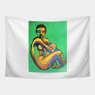 Green And Orange Nude Tapestry