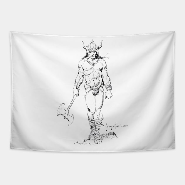 Frazetta Barbarian Tapestry by dumb stuff, fun stuff