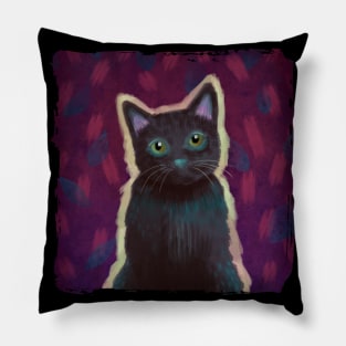 Black kitty portrait Pillow