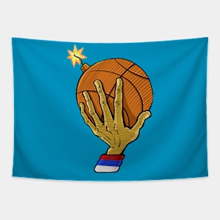 hand holding a basketball Tapestry