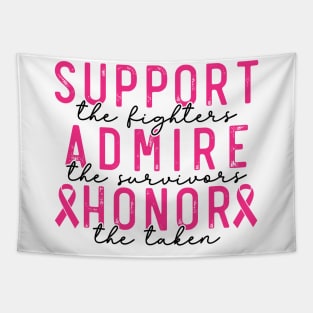 Breast Cancer Support - Honor - Survivor - Awareness Pink Ribbon Black & Pink Font Tapestry