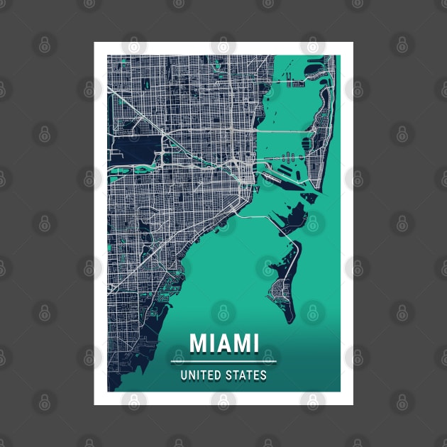 Miami Blue Dark Color City Map by tienstencil