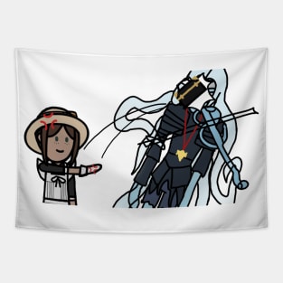 Lady-in-waiting Throw Box To Crescent Knight Cartoon Tapestry