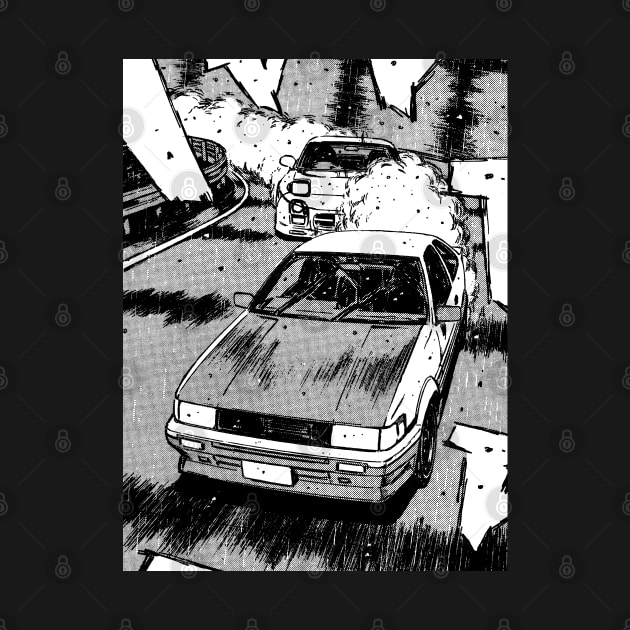 JDM Japanese Drift Racer Drifting Car Anime Manga Eurobeat Intensifies Racing Aesthetic by Neon Bang Bang