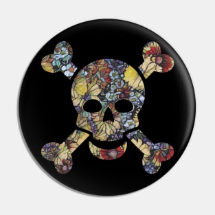 Floral Skull and Crossbones Pin