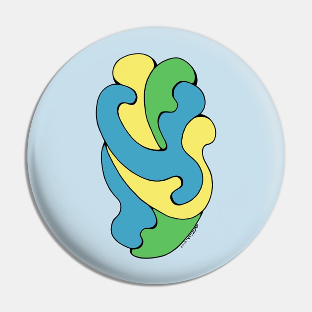 Embracing Curves (Yellow, Blue, Green) Pin by AzureLionProductions