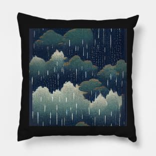 Heavy Rain Chiyogami Pattern Pillow